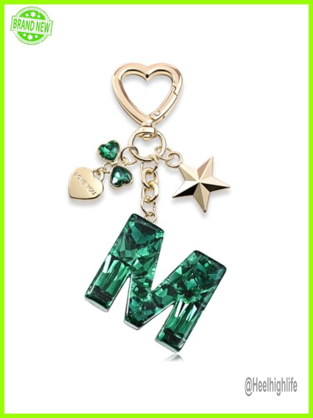 Rhinestone Butterfly Star Letter Keychain Bag Charm Gift for Women